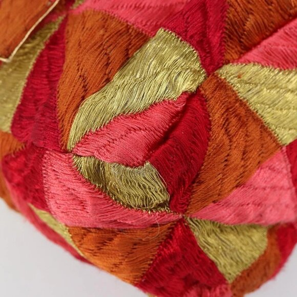 FENDI Mamma Baguette Shoulder Bag Satin Red Gold Auth 144979 - Picture 4 of 16